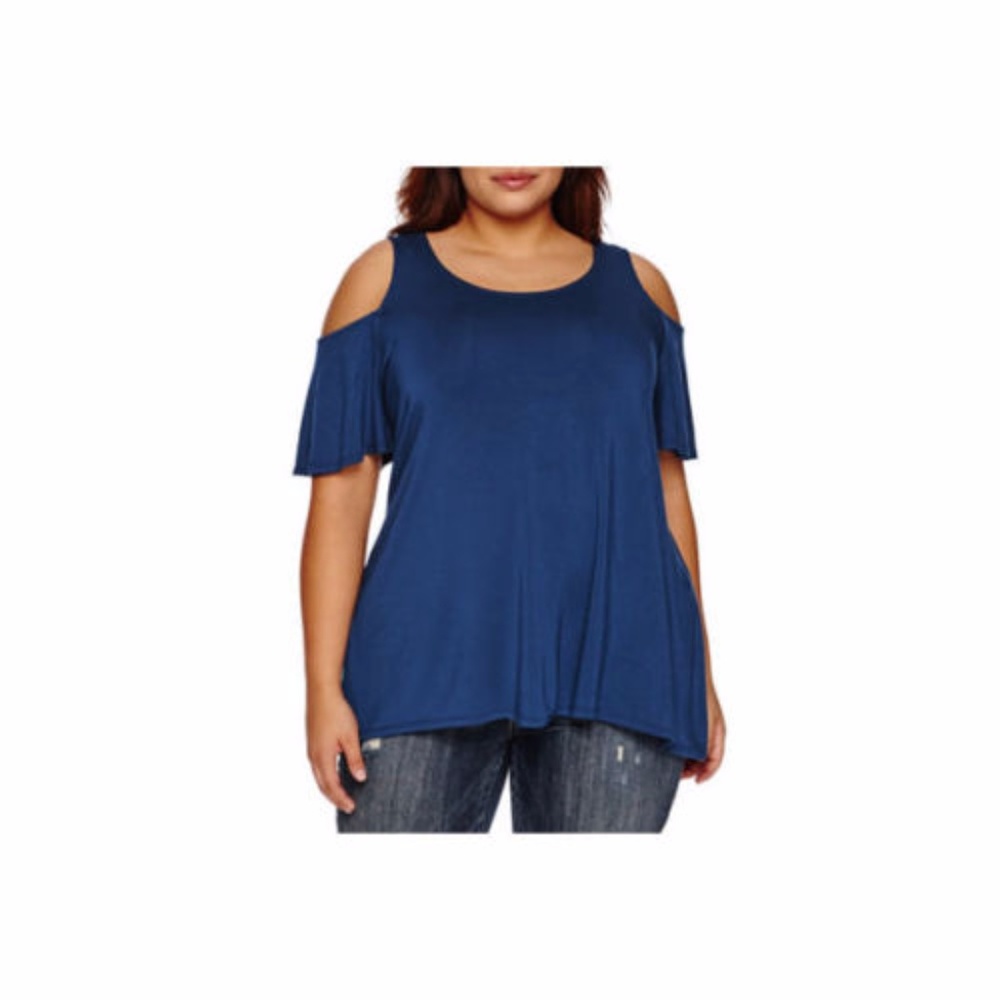 Boutique + Short Sleeve Round Neck Blouse 3X New